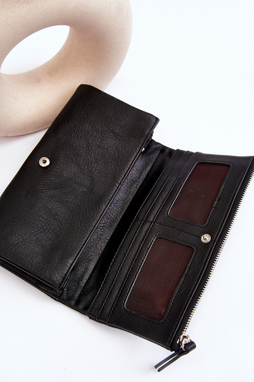 Dámska veľká priestranná čierna peňaženka Evina