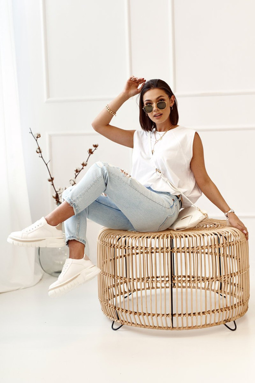 Dámská Sneakersy Na Platformě Bílé Béžové Riri