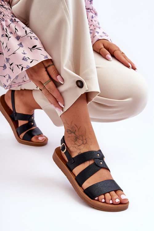 Lesklé Dámské Sandály Černé Catalia