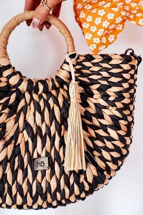 Pletena Kabelka Košík NOBO XK0490 Béžová-Černá