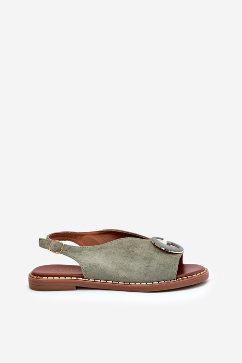 Ploché Sandále S Ozdobou Zelené Haliones