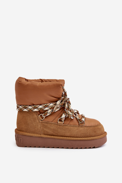 Dámské Sněhule Z Hladké Kůže S Hrubým Šněrováním D.Franklin DFSH375003 Hnědé