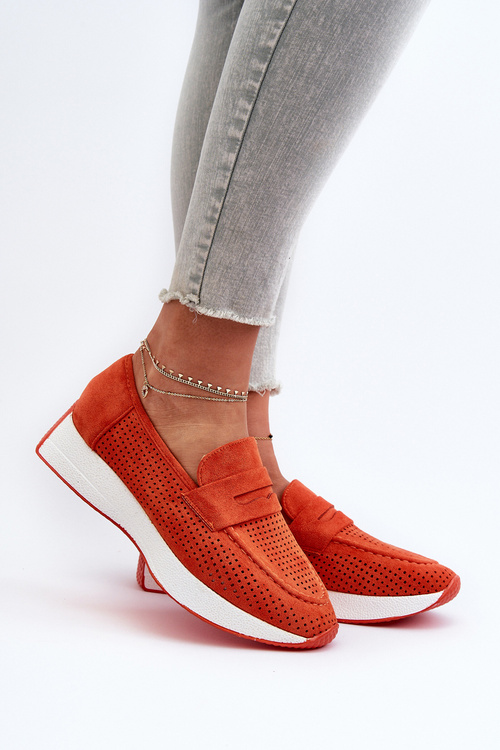 Dámské mokasíny na platformě z eko semiše oranžové Inesqua