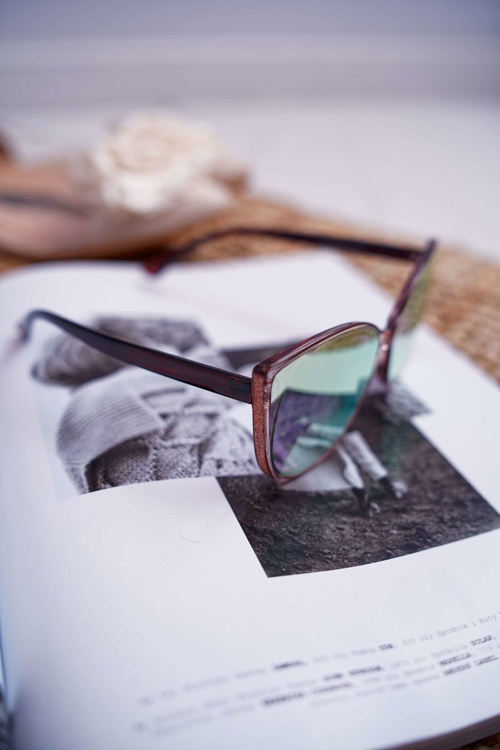 Prius PR-V26 Slnečné okuliare hnedé ružové trblietavé sklo