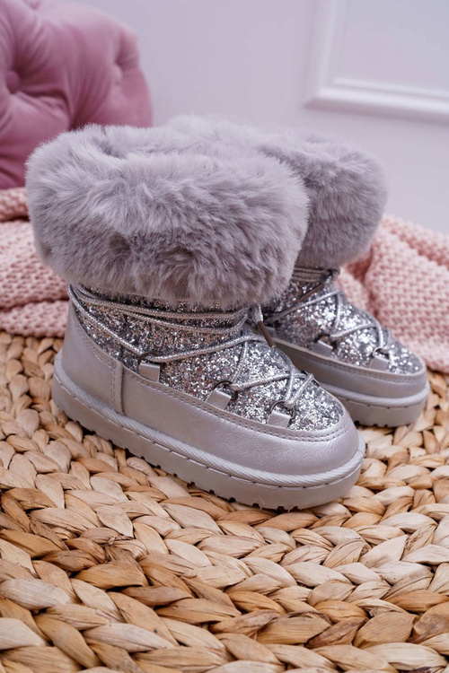 Detské izolované topánky Snehové topánky so striebornou kožušinou Nicola