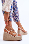 Módne klinové sandále s béžou Braid Nessia