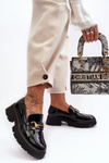 Ženské lakované topánky Loafer s dekoráciou Black Peuria