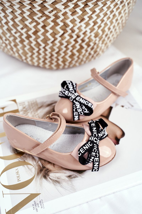 Dětské béžové baletky na suchý zip Mindi