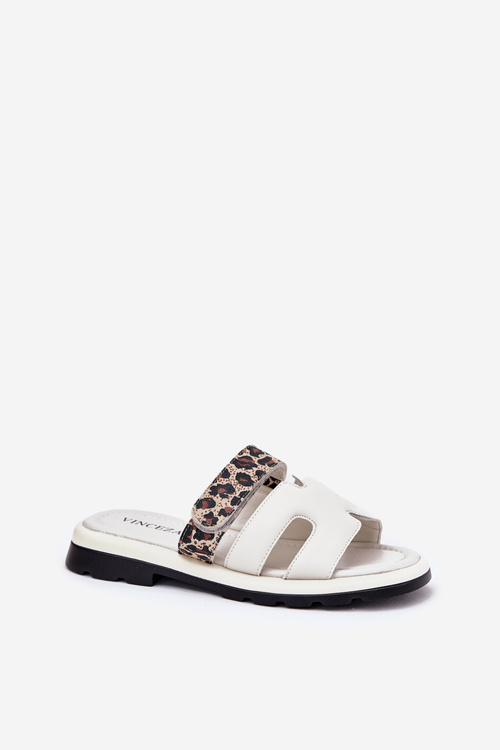 Dámske Kožené Sandále S Velcro Leopard Vinceza 66769 Svetlo Béžové
