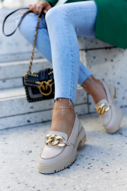 Dámska kožená topánka Loafer béžová mollie