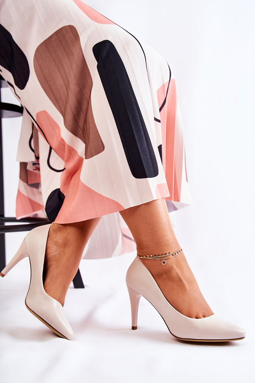 Klasické kožené jehlové podpatky Svetle Šedá Magically