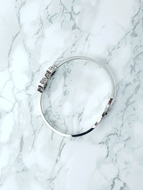 Dámsky oceľový náramok s dvoma zirkónmi strieborná bileci