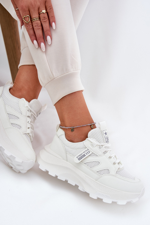 Dámské Sportovní Boty Sneakers Na Tlusté Podešvi Bílé Prononice