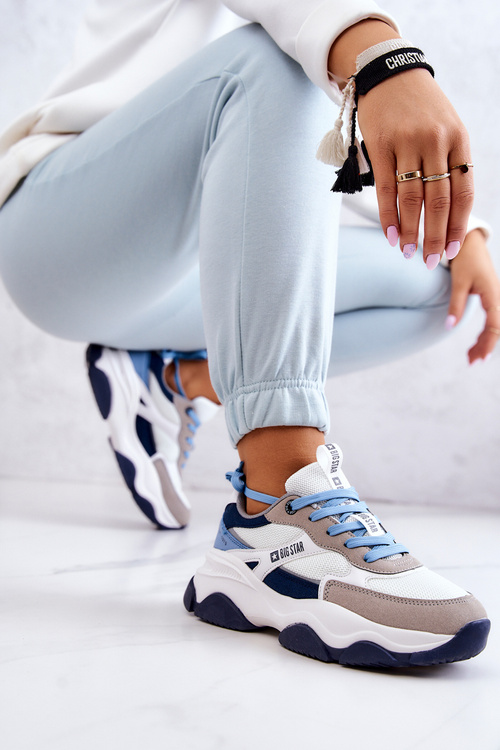 Dámské Sneakers Sportovní Obuv Big Star JJ274580 Bílá a Modrá