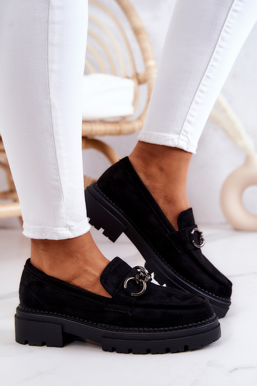 Dámske semišové topánky Loafer la.fi čierne vily