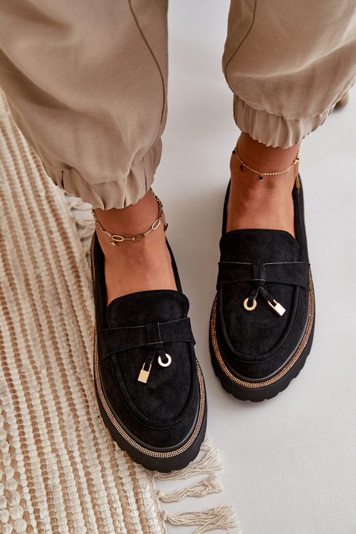 Dámske Eko Semišové Mokasíny So Zdobením Čierne Verindalle