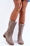 Suede Openwork Boots Lewski 3366/2 Cappucino