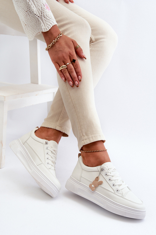 Tenisky Dámské Sportovní Na Platformě S Ozdobou Bílý VINCEZA 13613