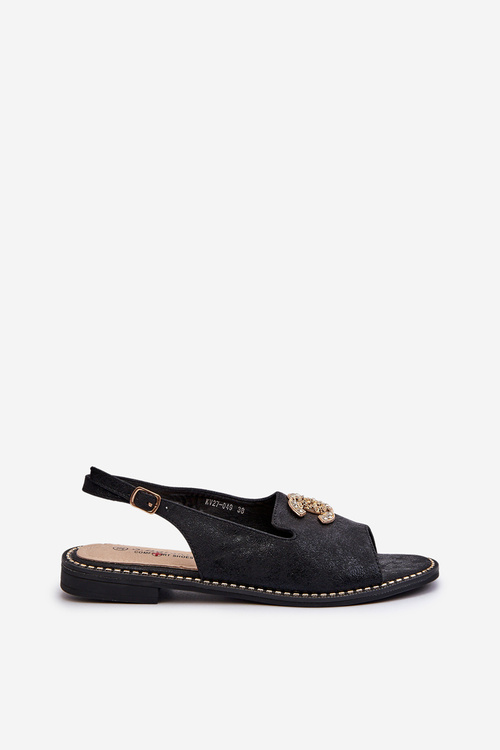 Dámské sandály s ozdobou S.Barski KV27-049 Černé