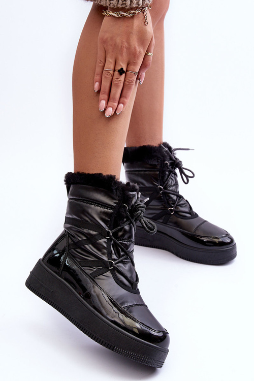 Dámské zavinovací sněhule s kožešinou černé Lexxina