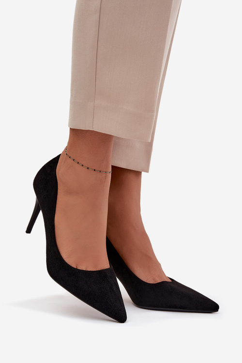 Dámské lodičky z eko semiše Černé Elvessa