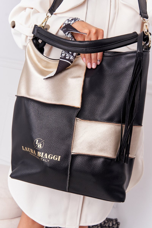 Kabelka Shopper Přes Rameno LAURA BIAGGI Černá-Zlatá