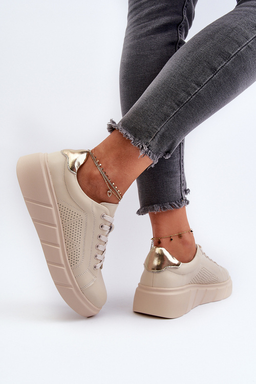 Dámské kožené tenisky na platformě béžové Gatira