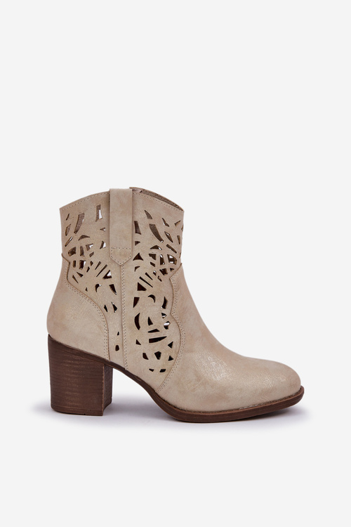 Děrované Boty Na Sloupkovém Podpatku Zlaté Nurissa