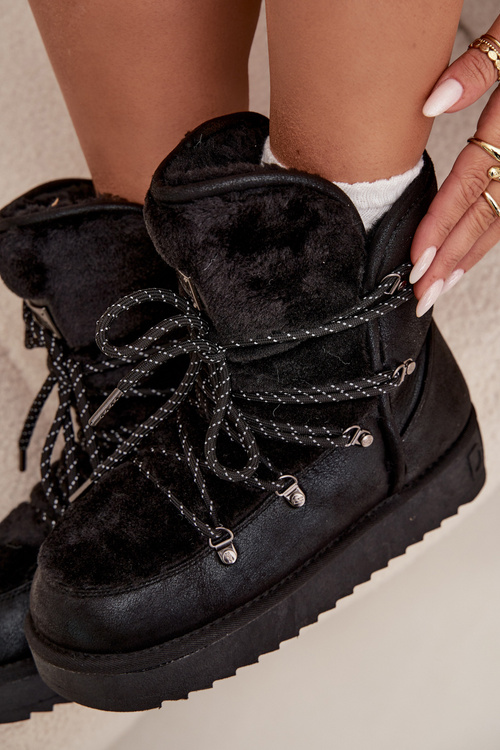 Dámské sněhule na platformě s kožešinou D.Franklin DFSH37005 Černé