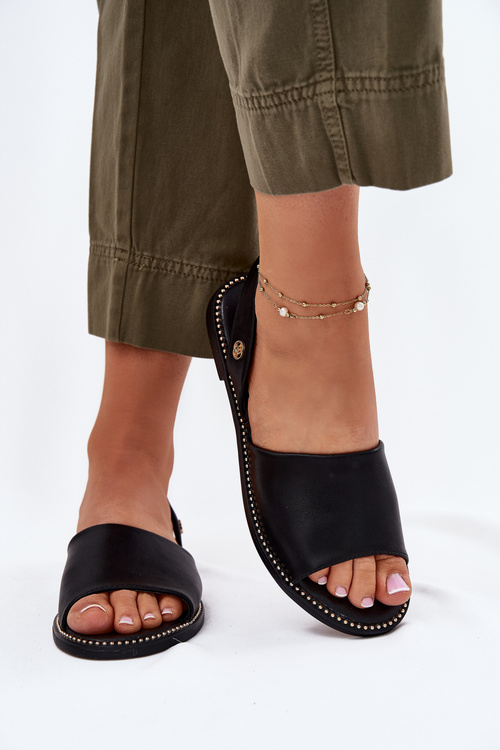 Dámské Sandály Na Plném Podpatku Eko Kožené Černé Dereka