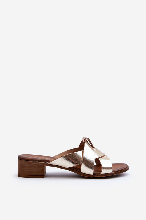 Zazoo 40236 Kožené dámské klínky na nízkém podpatku zlaté