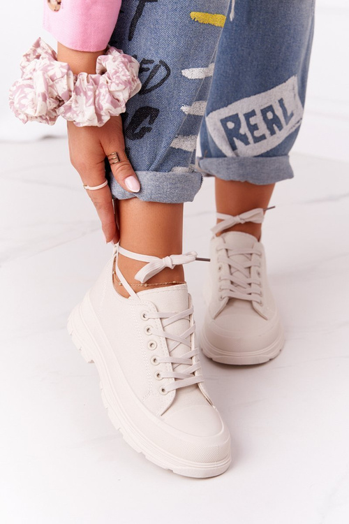 Dámske cestovné tenisky béžové tenisky na platforme