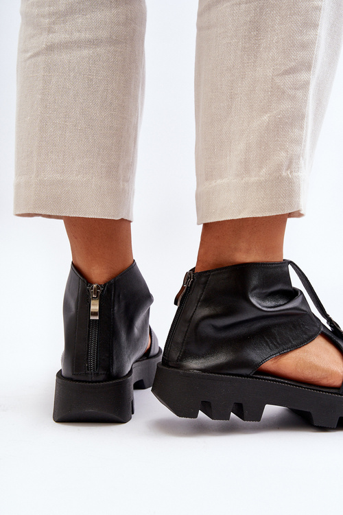 Zazoo 999 Kožené dámské sandály s zipem Zlaté