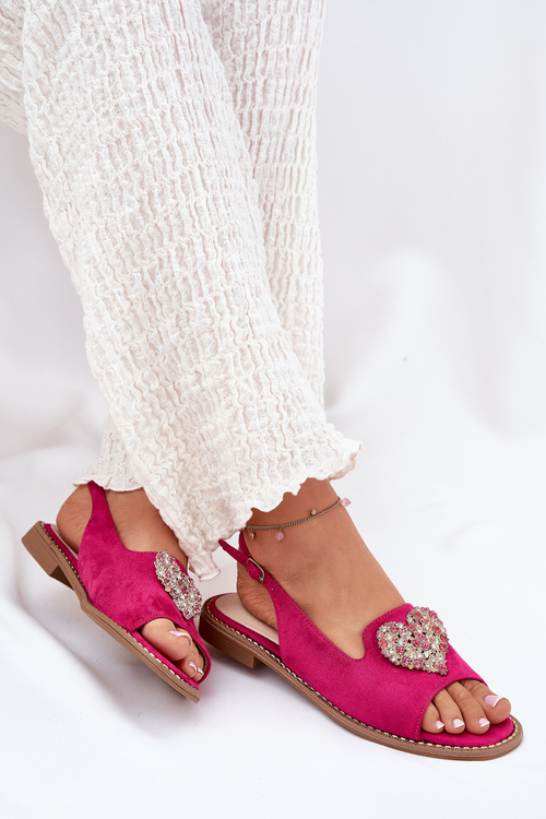 Dámske sandále s ozdobným srdcom S.Barski KV27-018 fuksia