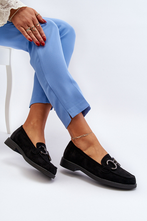 Dámské semišové mokasíny s ozdobou Černé Echonesa