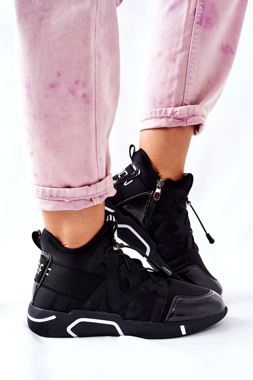 Tenisky s vysokým športovým obuvi čierne lancez