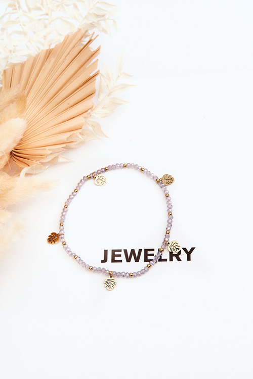 Dámský kotníkový náramek s korálky světle fialové