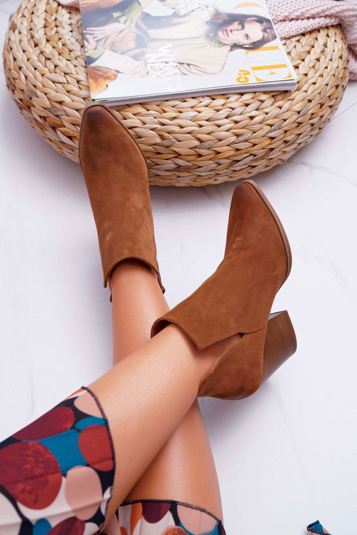 Dámské Kotníkové Boty Na Podpatku semišové Hnědé Nicole 2430