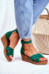Suede Wedge Sandals Maciejka 04565-09 Zelená