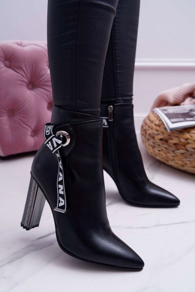 Dámské Kotníkové Boty Na Podpatku černé Macada