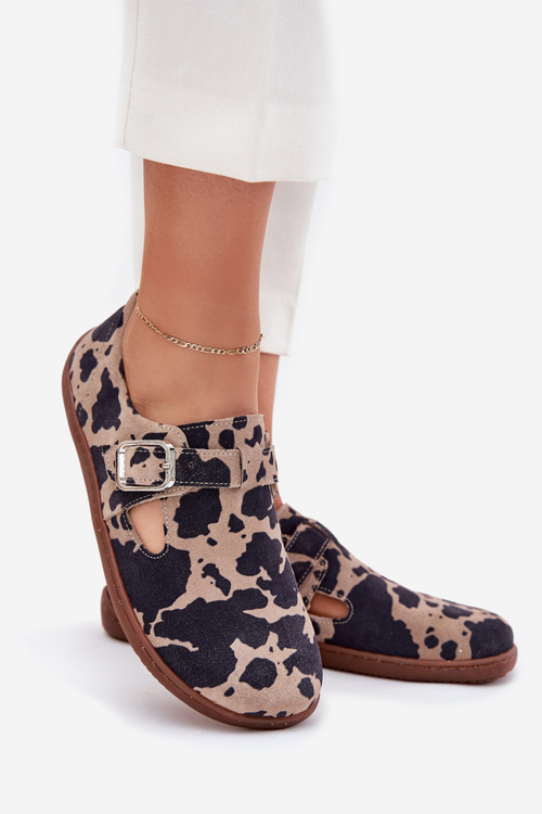 Semišové Polobotky Barefoot Dámske S Prackou Patches Zazoo N1261 Hnedo-Bežové