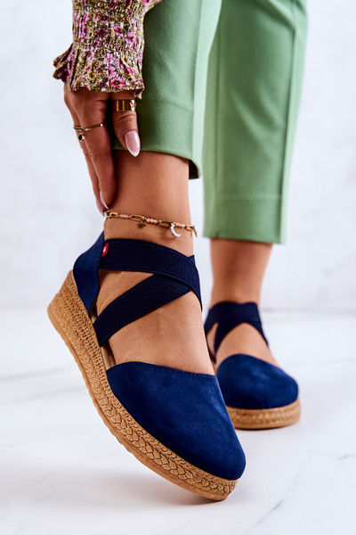 Semišove dámské espadrilky Big Star JJ276037 námořnická modrá