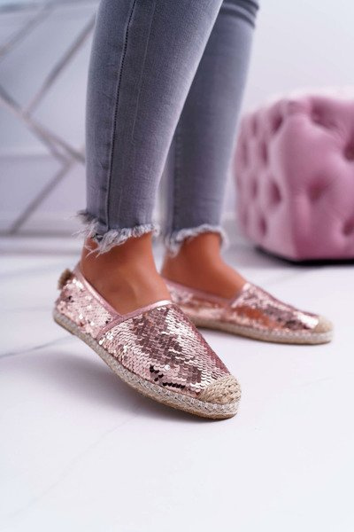Ženské espadrilles lu boo ružové flitre