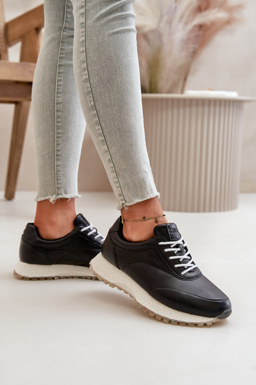 Dámske Sneakers Športová Obuv Z Eko Kože Big Star OO274024 Hi-Poly System Čierne