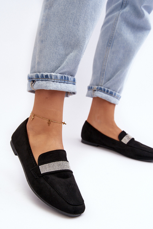 Dámské mokasíny s cirkony černé Ralrika