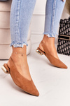 Suede Ballerinas na Zlatej päte Laura Messi 2127 Camel