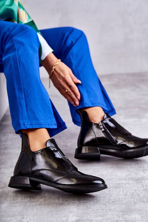 Patentované kozačky s nízkým zipem černé Bettina