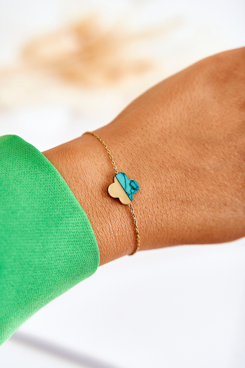 Náramek Na Retízku S Jetelem Zlato-zelená