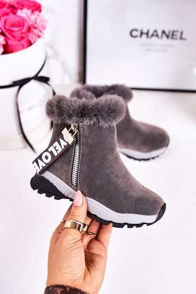 Dětské Teplé Boty Snehule S Kožešinou Šedé Love-Love