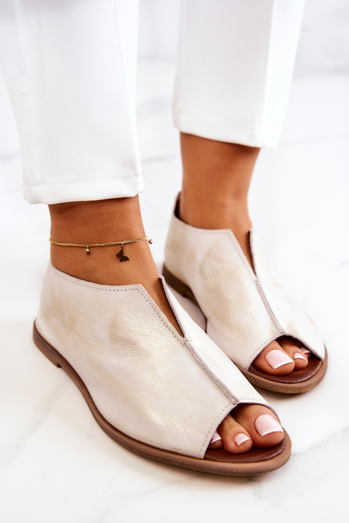 Kožené boty se zipem Nicole 2718/004 White and Gold